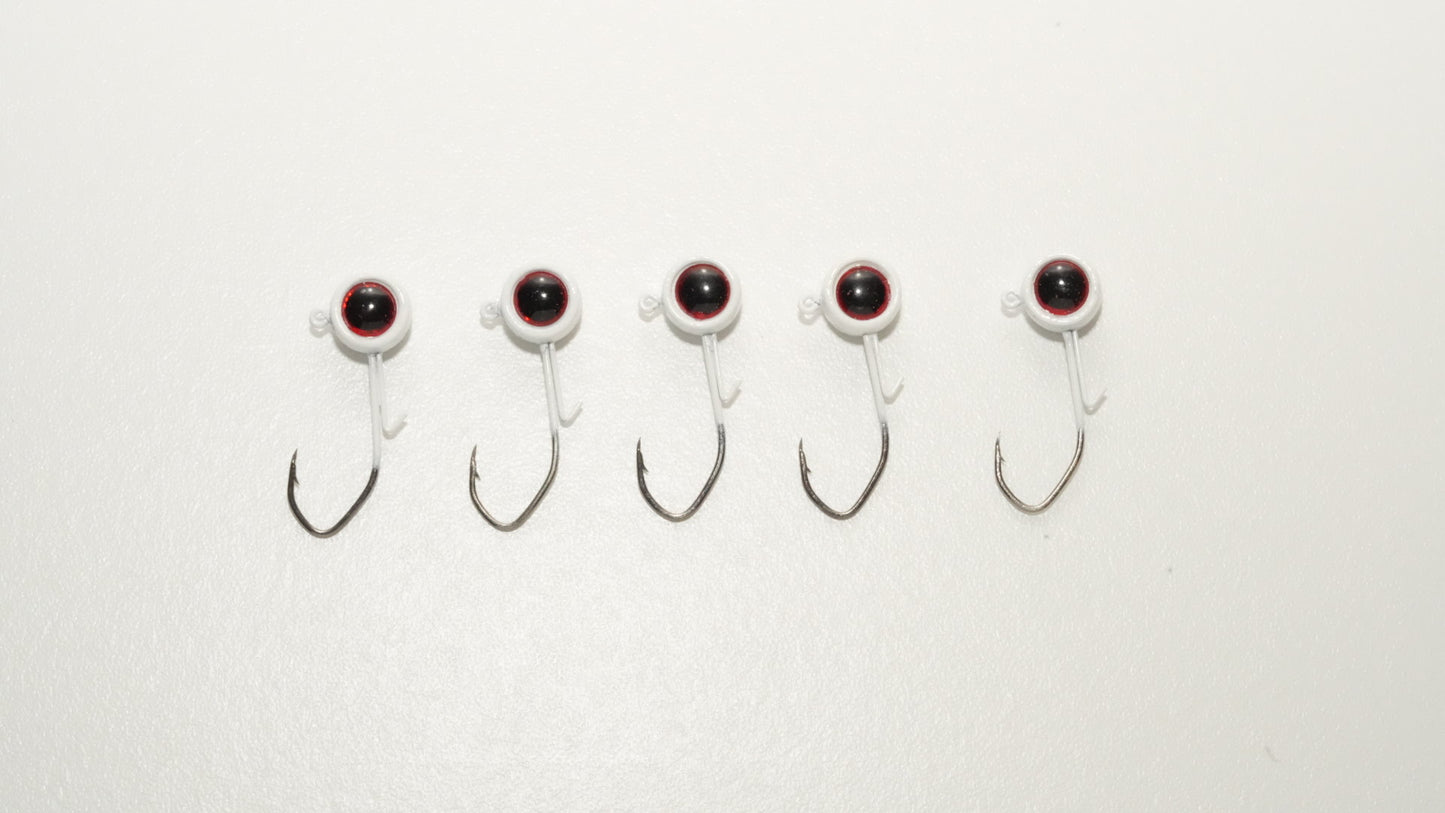 1/8 oz White crappie Jig WITH keeper - 5 Pack