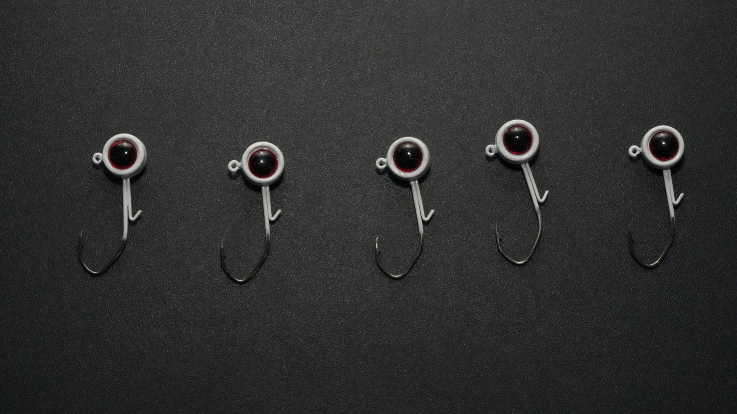 1/8 oz White crappie Jig WITH keeper - 5 Pack